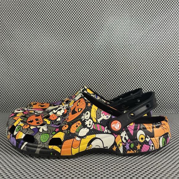 Disney Mickey Halloween Print Adult Clogs Mens 9 Womens Black Slip On Shoes - Picture 3 of 10
